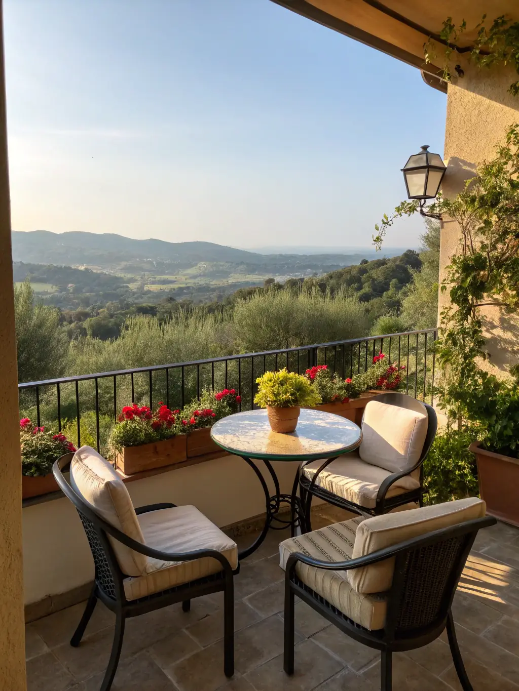 A serene balcony view from a high-floor 4BHK apartment at Alembic Cloud Forest, overlooking the surrounding green landscape and offering a peaceful retreat.